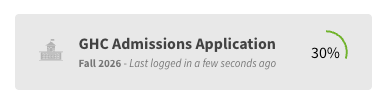 Screenshot of the GHC Admissions Application button on apply.highlands.edu